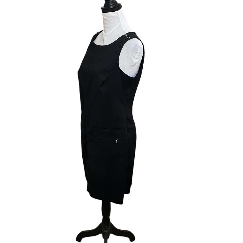White House Black Market black overall sleeveless dress minimalist cotton medium - Picture 2 of 10
